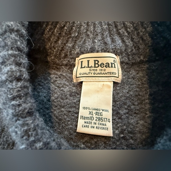 LL Bean Sweater Mens Size XL Gray Classic Ragg Lambs Wool Henley Pullover Button - Picture 4 of 11